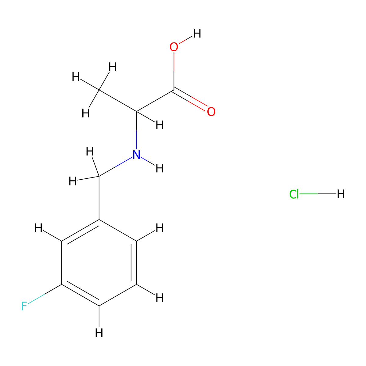 2-(((3-Fluorophenyl)methyl)amino)propanoic acid hydrochloride molecular structure, CAS 1396962-19-8