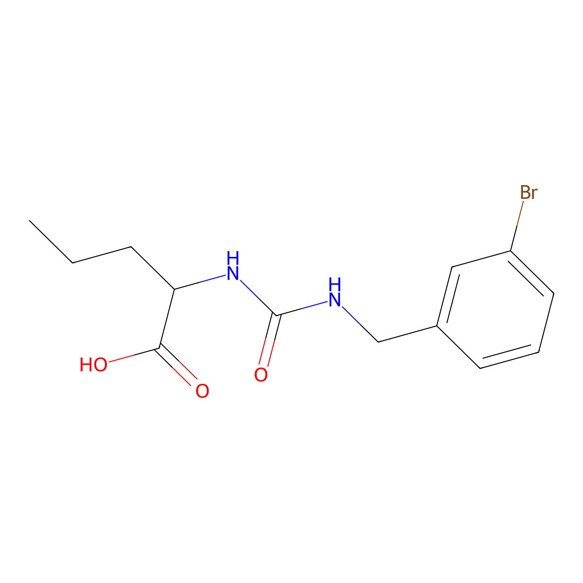 2-({[(3-Bromophenyl)methyl]carbamoyl}amino)pentanoic acid molecular structure, CAS 1396962-27-8