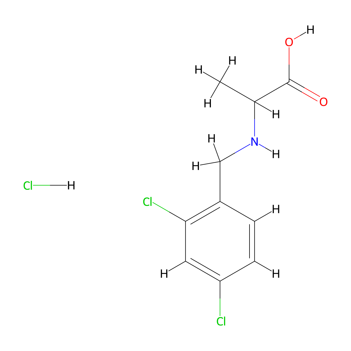2-{[(2,4-Dichlorophenyl)methyl]amino}propanoic acid hydrochloride molecular structure, CAS 1396962-37-0