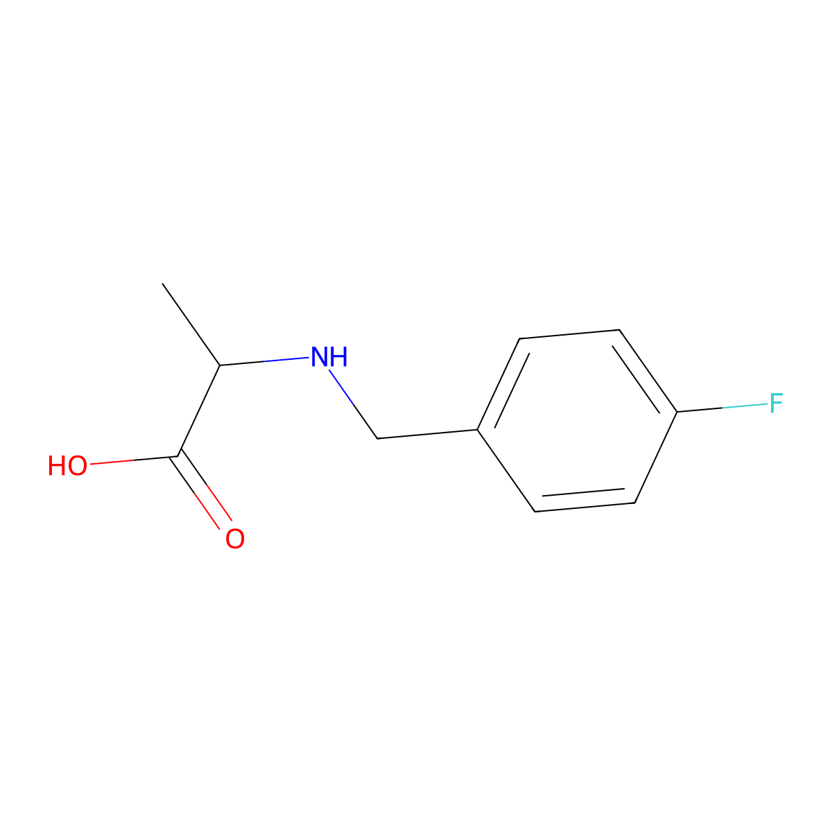 2-{[(4-Fluorophenyl)methyl]amino}propanoic acid molecular structure, CAS 1396962-52-9