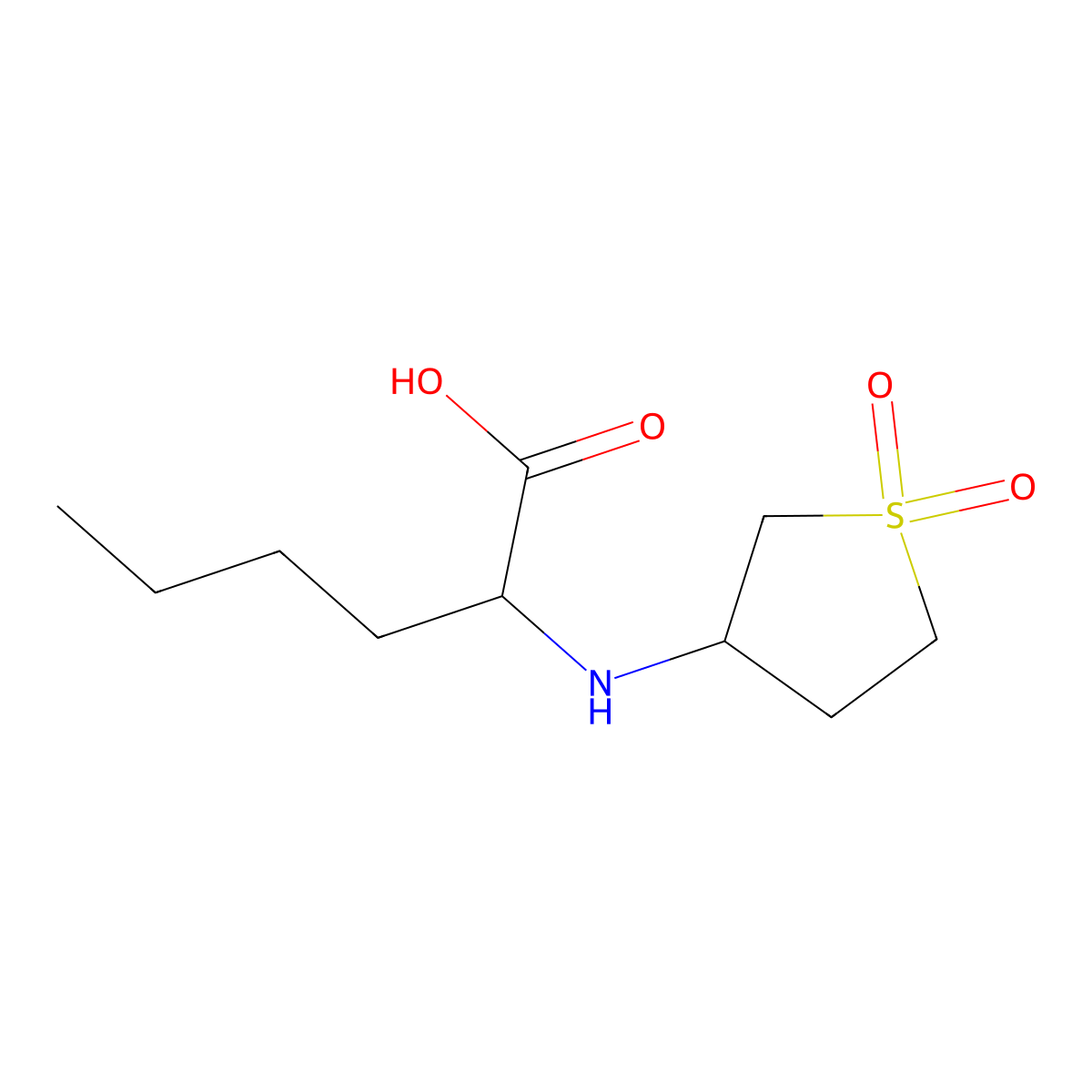 2-((1,1-Dioxidotetrahydrothiophen-3-yl)amino)hexanoic acid molecular structure, CAS 1396962-56-3