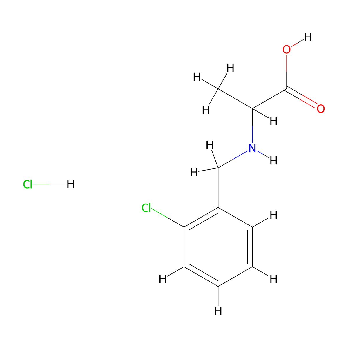 2-{[(2-Chlorophenyl)methyl]amino}propanoic acid hydrochloride molecular structure, CAS 1396962-69-8