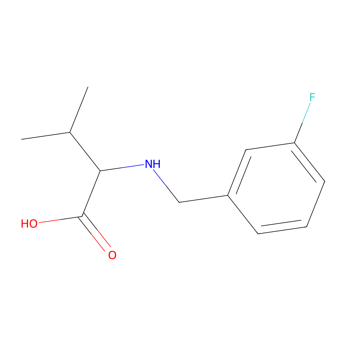 2-{[(3-Fluorophenyl)methyl]amino}-3-methylbutanoic acid molecular structure, CAS 1396962-78-9
