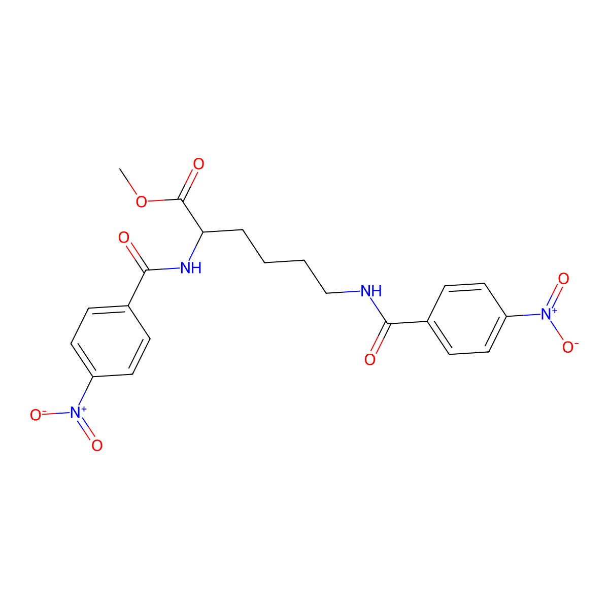 Methyl 2,6-bis[(4-nitrobenzoyl)amino]hexanoate molecular structure, CAS 1396962-86-9