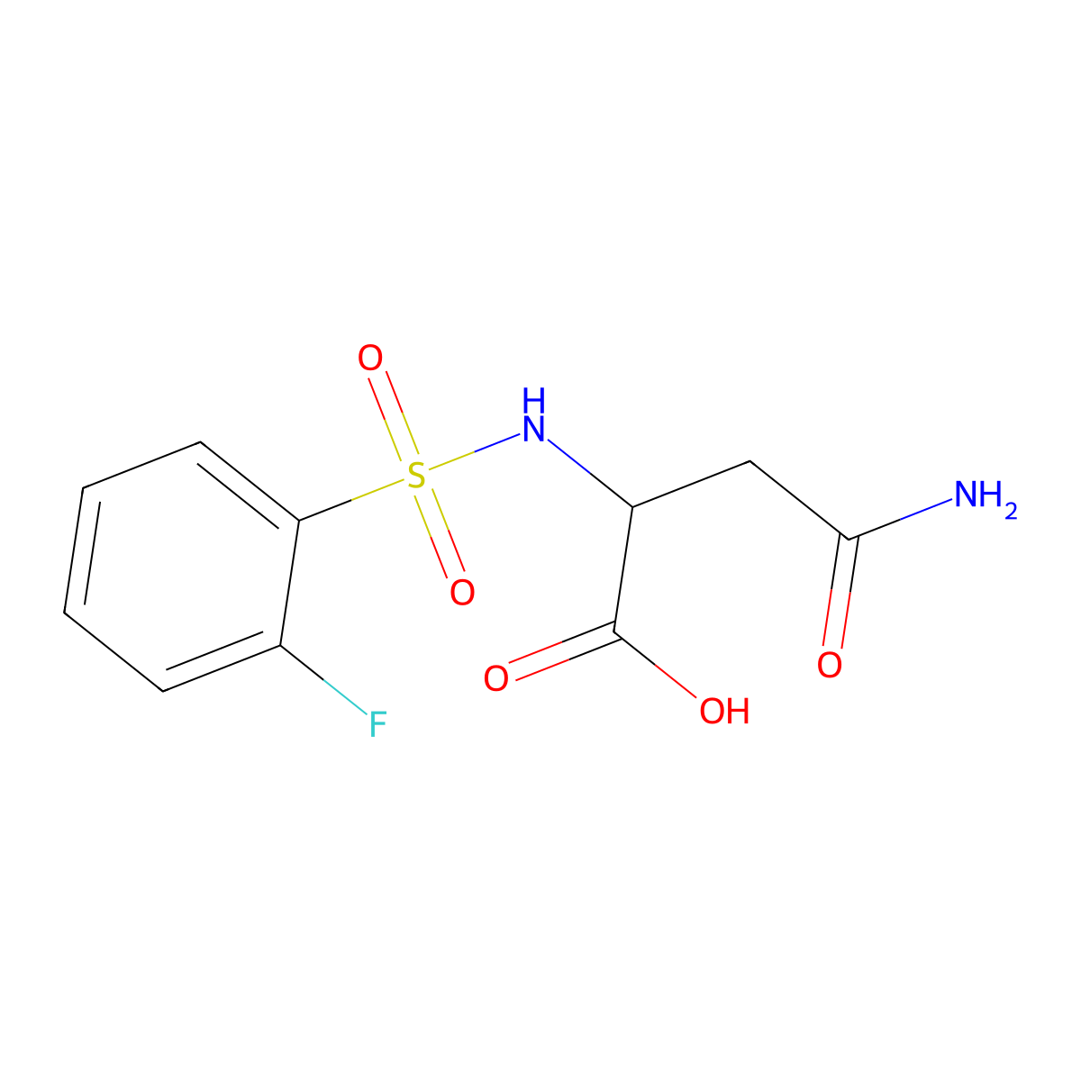 3-Carbamoyl-2-(2-fluorobenzenesulfonamido)propanoic acid molecular structure, CAS 1396962-91-6