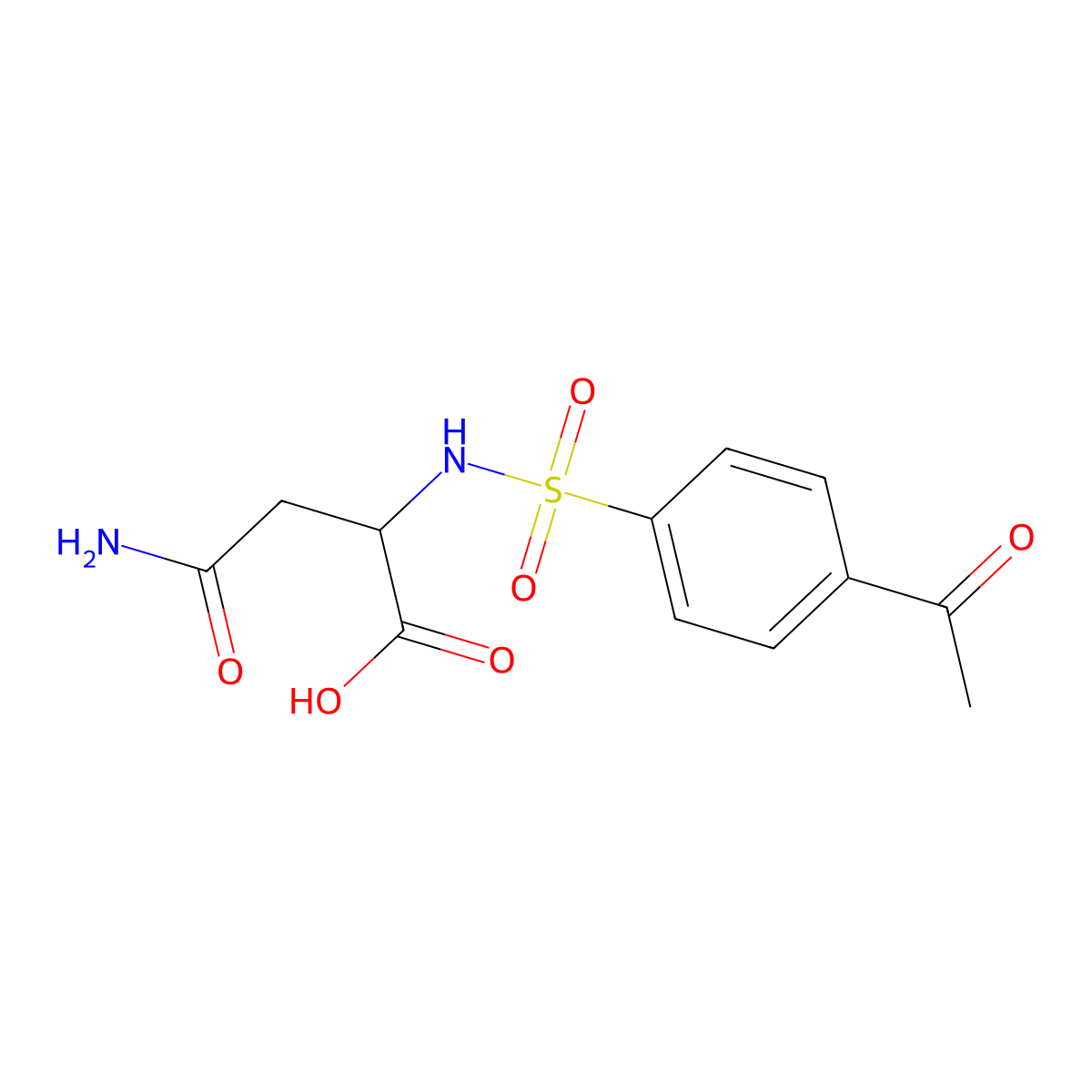 2-(4-Acetylbenzenesulfonamido)-3-carbamoylpropanoic acid molecular structure, CAS 1396962-98-3