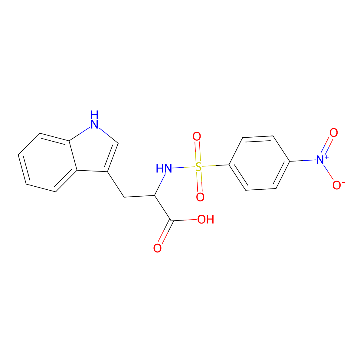 3-(1H-indol-3-yl)-2-(4-nitrobenzenesulfonamido)propanoic acid molecular structure, CAS 1396963-24-8