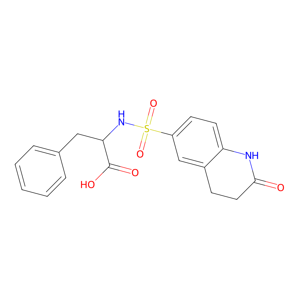 2-{[(2-Oxo-1,2,3,4-tetrahydroquinolin-6-YL)-sulfonyl]amino}-3-phenylpropanoic acid molecular structure, CAS 1396963-54-4