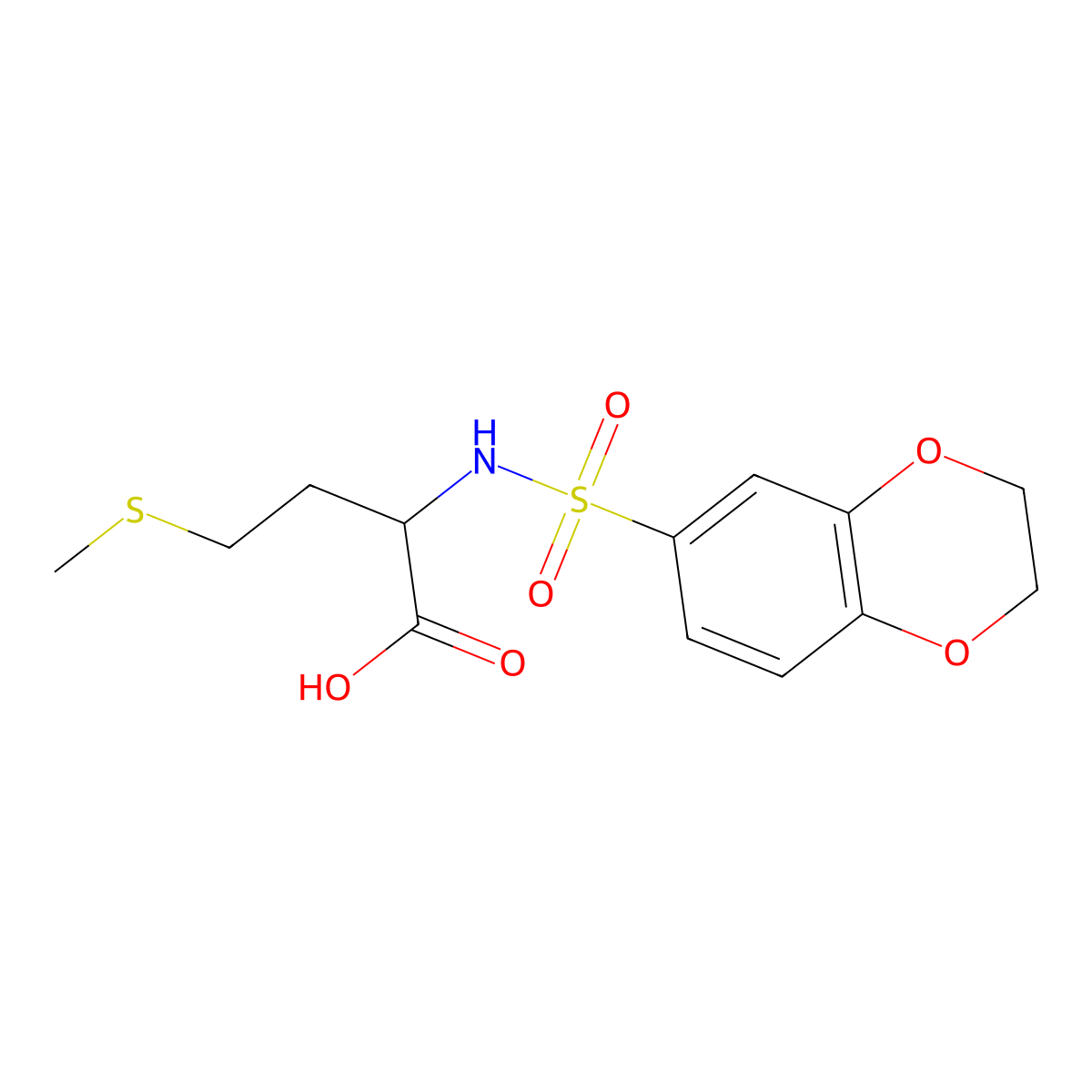 2-(2,3-Dihydro-benzo[1,4]dioxine-6-sulfonylamino)-4-methylsulfanyl-butyric acid molecular structure, CAS 1396963-71-5