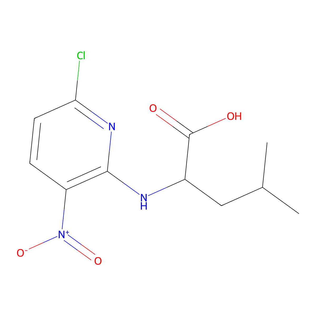 2-[(6-Chloro-3-nitropyridin-2-yl)amino]-4-methylpentanoic acid molecular structure, CAS 1396963-87-3
