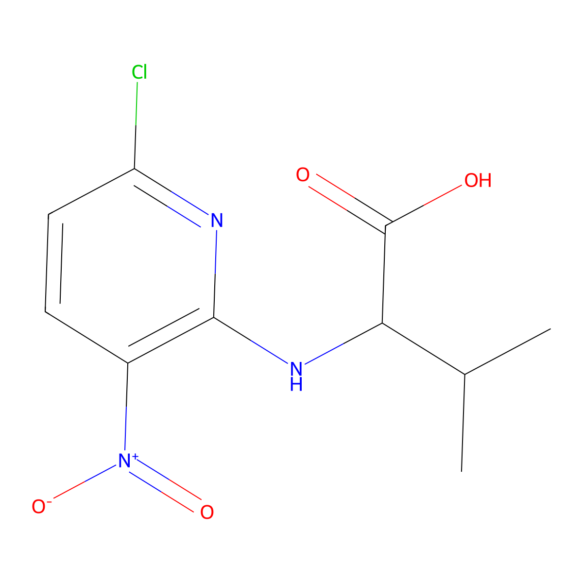 2-[(6-Chloro-3-nitropyridin-2-yl)amino]-3-methylbutanoic acid molecular structure, CAS 1396963-89-5