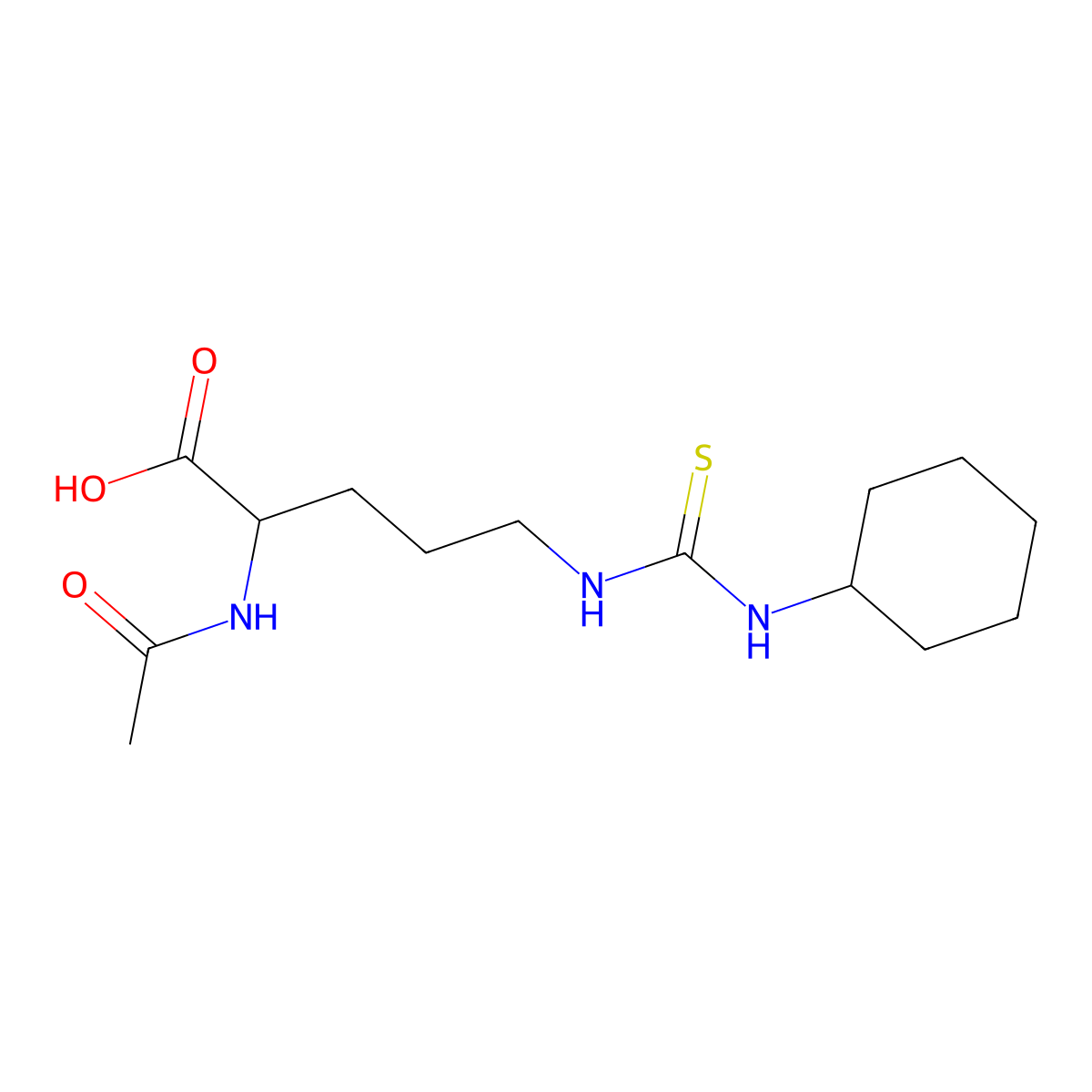 2-(Acetylamino)-5-{[(cyclohexylamino)thioxomethyl]amino}pentanoic acid molecular structure, CAS 1396963-90-8