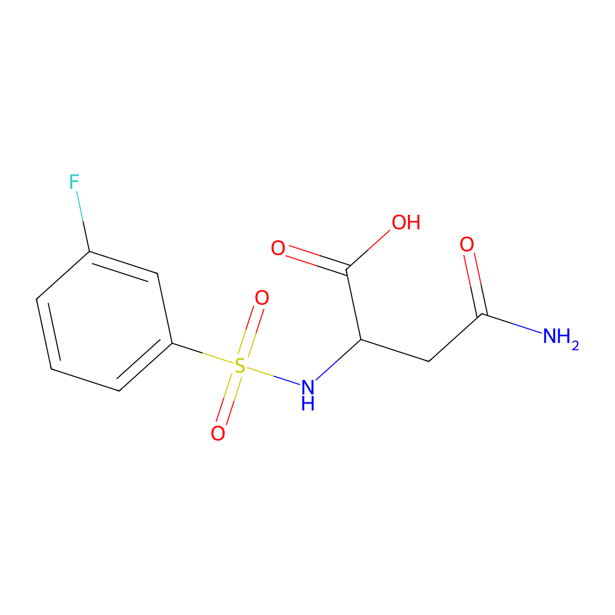 3-Carbamoyl-2-(3-fluorobenzenesulfonamido)propanoic acid molecular structure, CAS 1396963-96-4