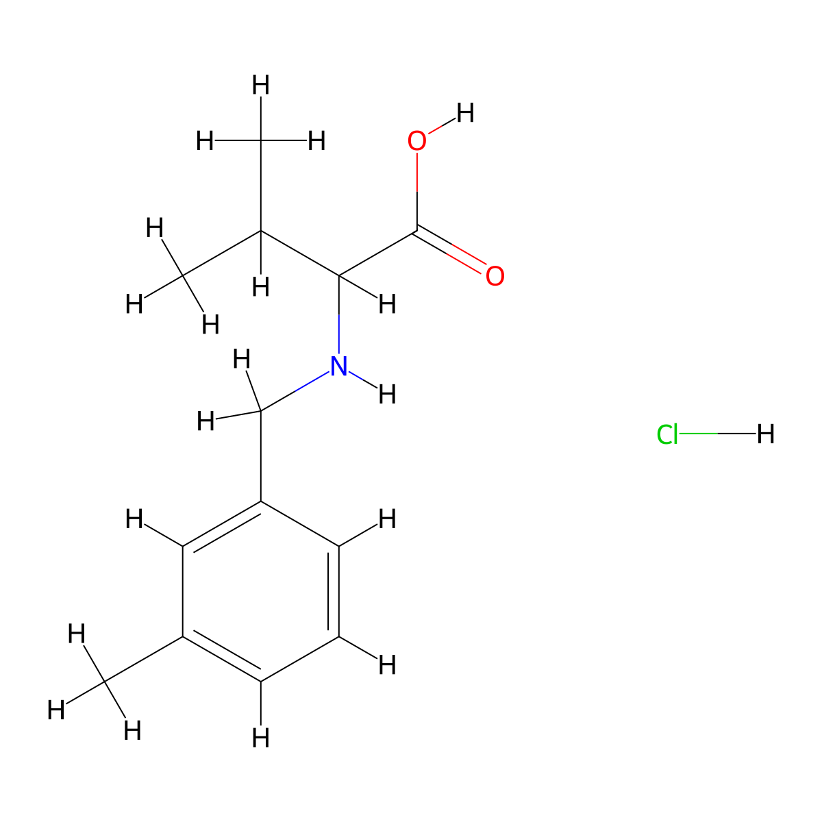 3-Methyl-2-{[(3-methylphenyl)methyl]amino}butanoic acid hydrochloride molecular structure, CAS 1396964-02-5