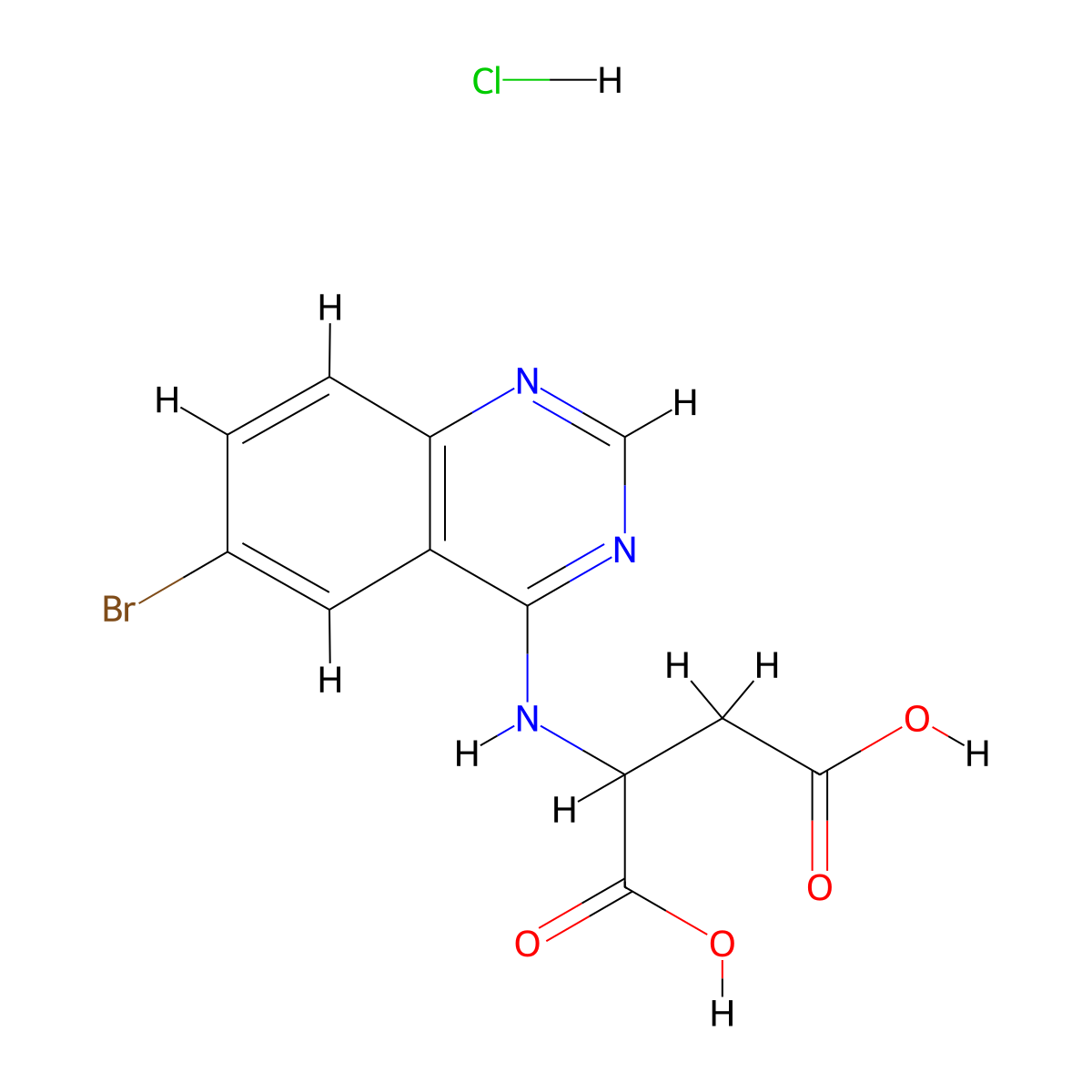 2-[(6-Bromoquinazolin-4-yl)amino]butanedioic acid;hydrochloride molecular structure, CAS 1396964-03-6