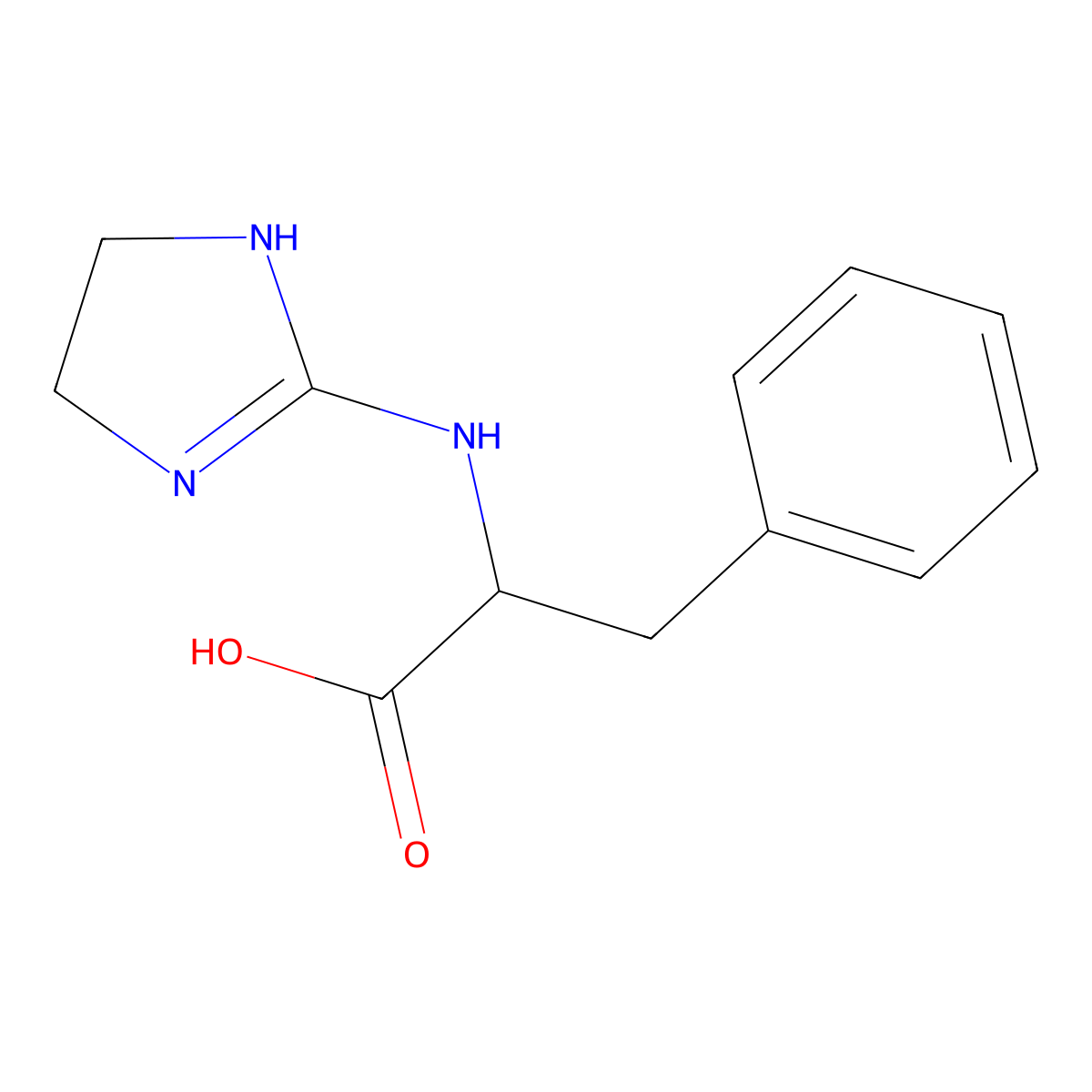 2-(4,5-Dihydro-1H-imidazol-2-ylamino)-3-phenyl-propionic acid molecular structure, CAS 1396964-32-1