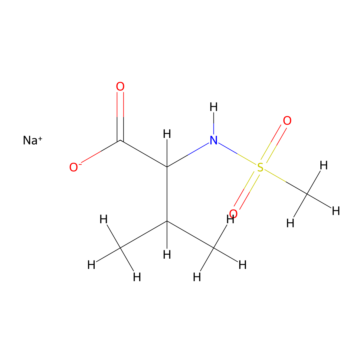 Sodium 2-methanesulfonamido-3-methylbutanoate molecular structure, CAS 1396964-35-4