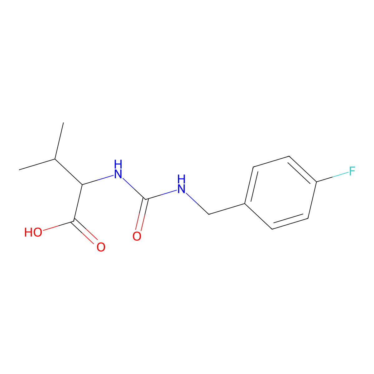 2-({[(4-Fluorophenyl)methyl]carbamoyl}amino)-3-methylbutanoic acid molecular structure, CAS 1396964-39-8