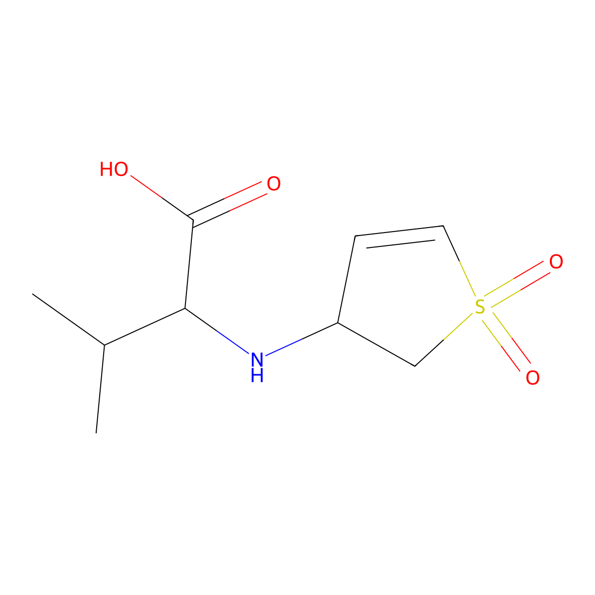2-(1,1-Dioxo-2,3-dihydro-1H-1lambda*6*-thiophen-3-ylamino)-3-methyl-butyric acid molecular structure, CAS 1396964-43-4