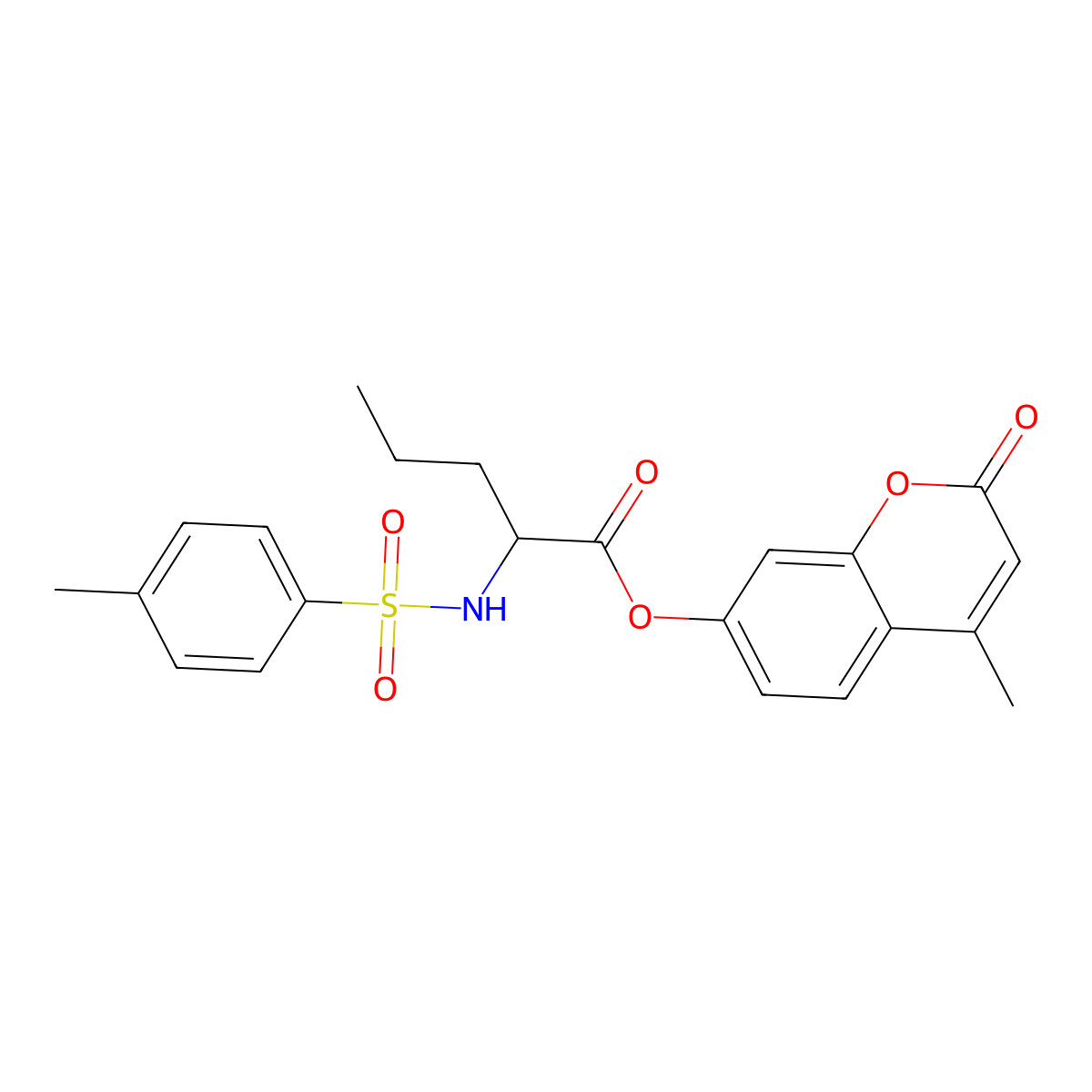 4-methyl-2-oxo-2H-chromen-7-yl N-[(4-methylphenyl)sulfonyl]norvalinate molecular structure, CAS 1396964-54-7