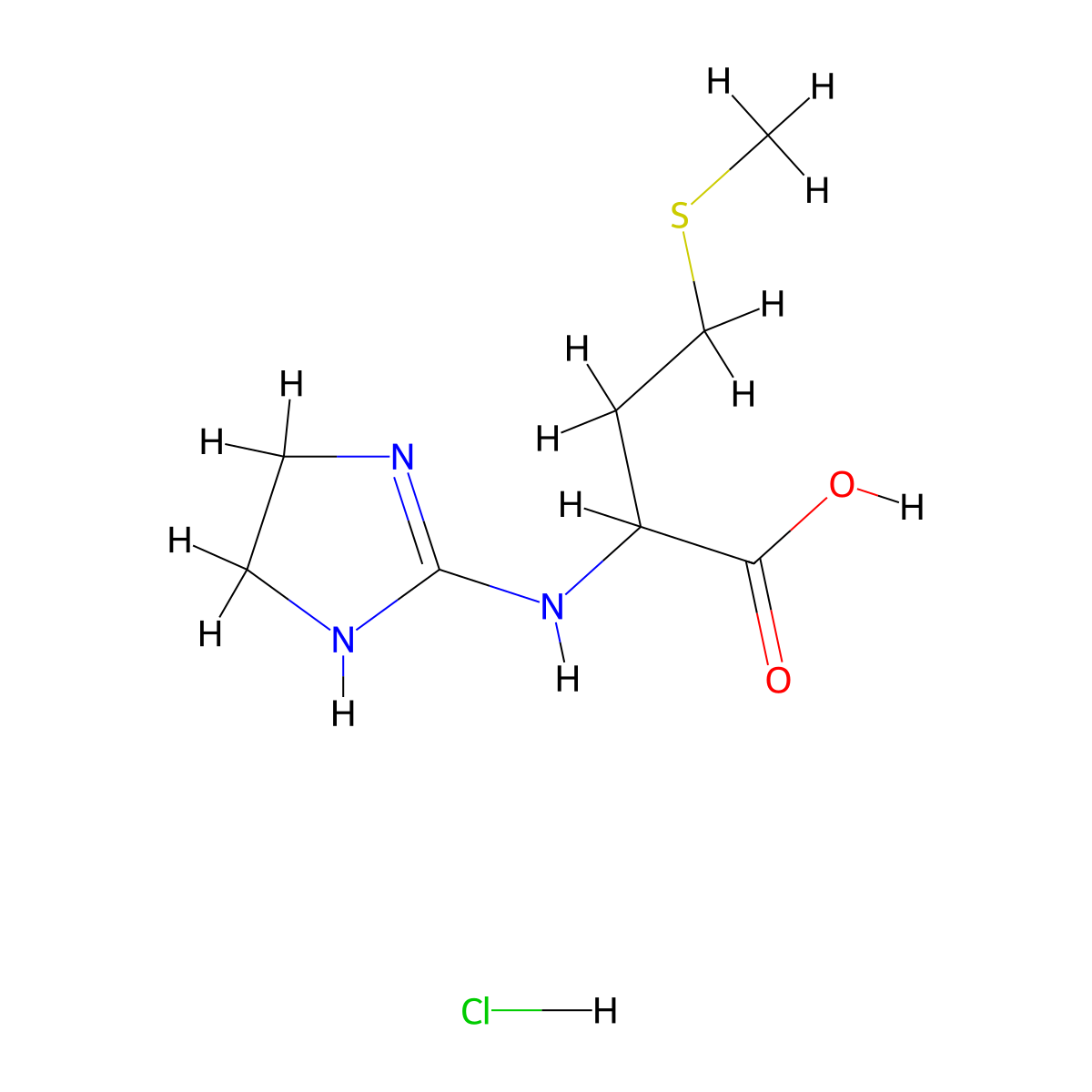 2-(4,5-Dihydro-1H-imidazol-2-ylamino)-4-methylsulfanyl-butyric acid hydrochloride molecular structure, CAS 1396964-67-2