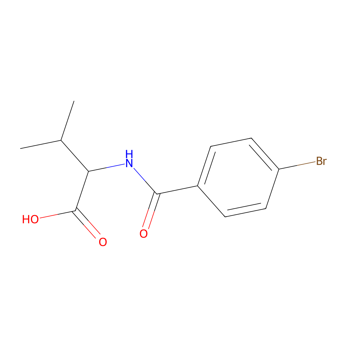 2-((4-Bromophenyl)formamido)-3-methylbutanoic acid molecular structure, CAS 1396964-71-8