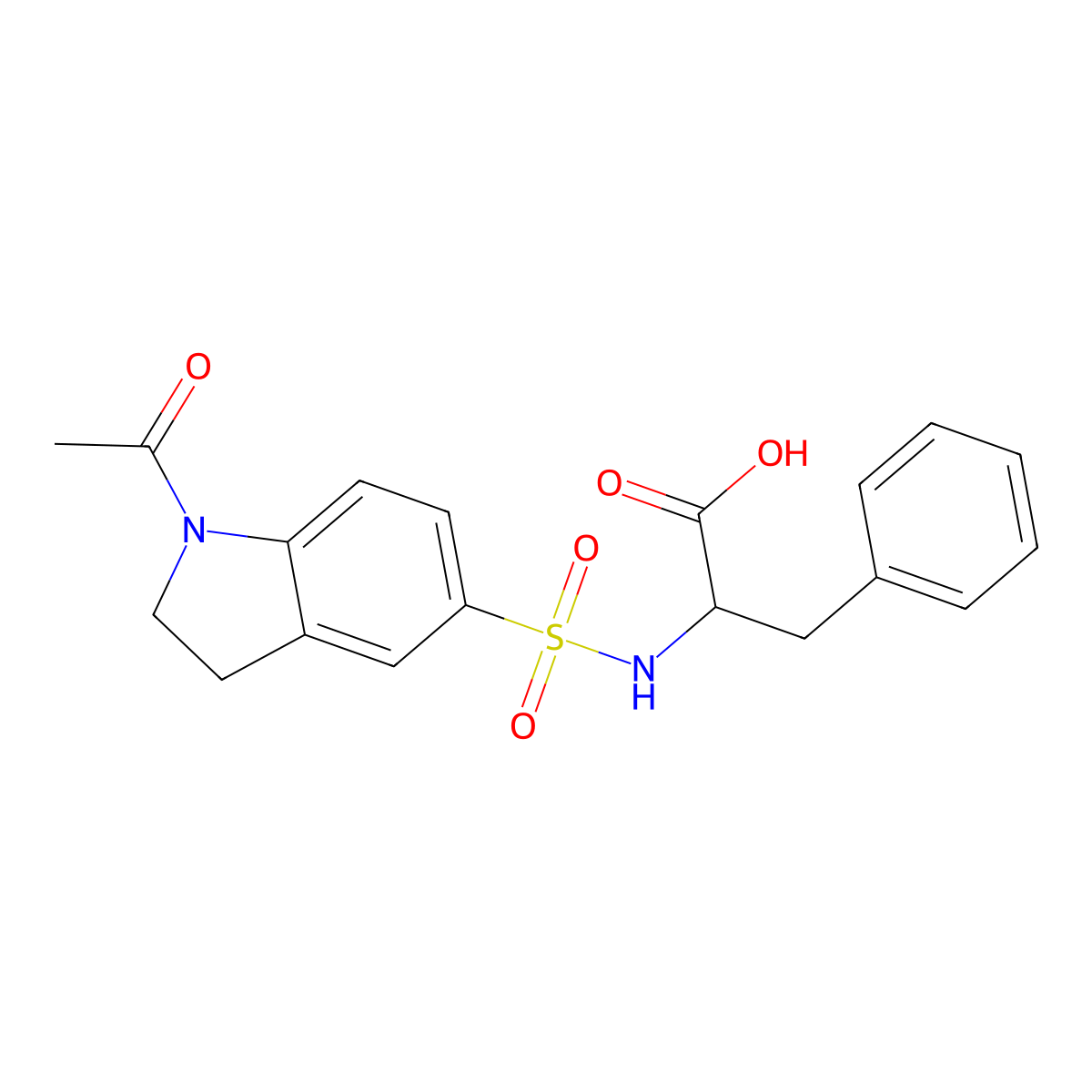 2-{[(1-Acetyl-2,3-dihydro-1H-indol-5-YL)sulfonyl]-amino}-3-phenylpropanoic acid molecular structure, CAS 1396964-72-9