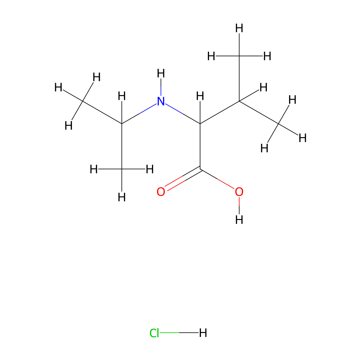 3-Methyl-2-[(propan-2-yl)amino]butanoic acid hydrochloride molecular structure, CAS 1396964-87-6