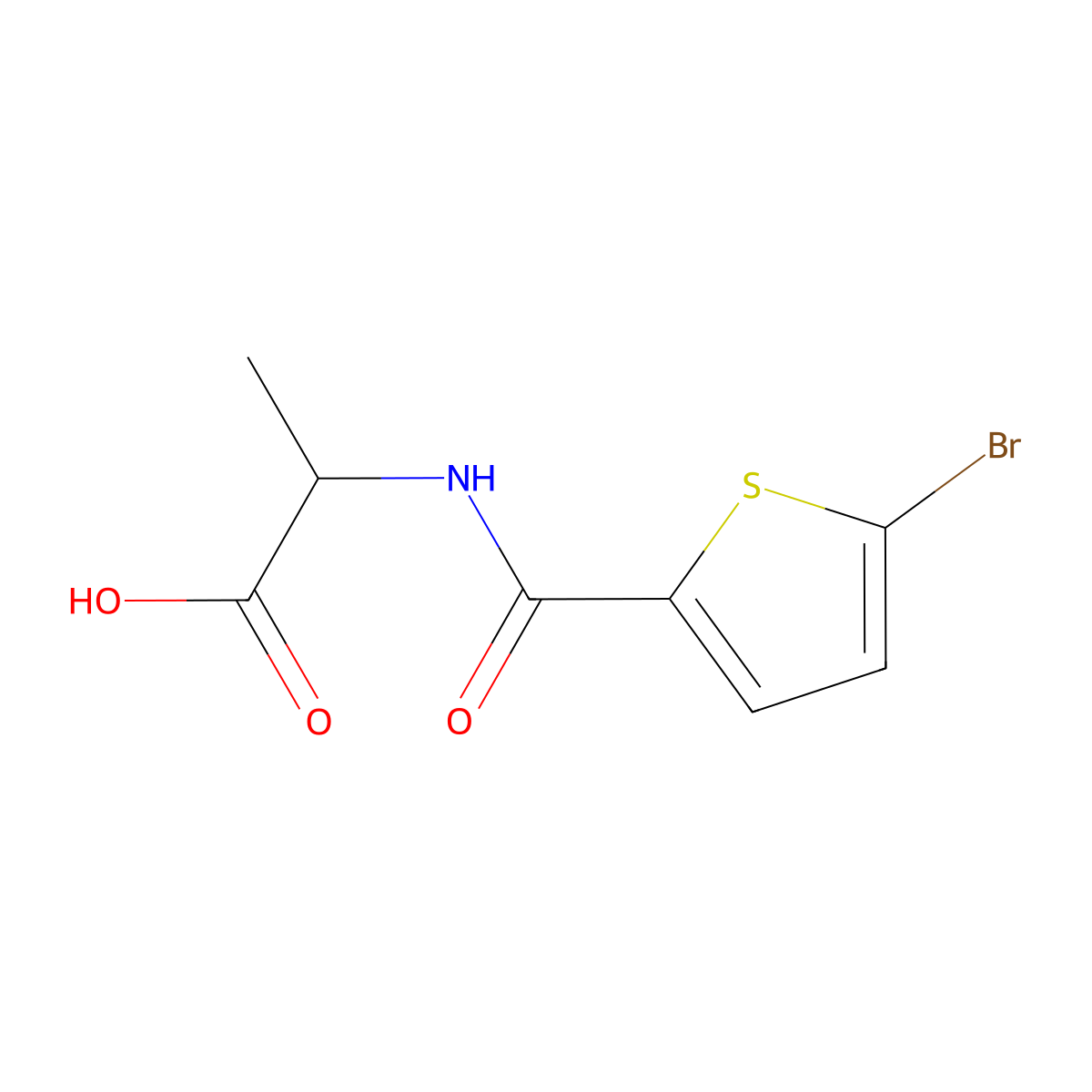 2-((5-Bromothiophen-2-yl)formamido)propanoic acid molecular structure, CAS 1396964-88-7