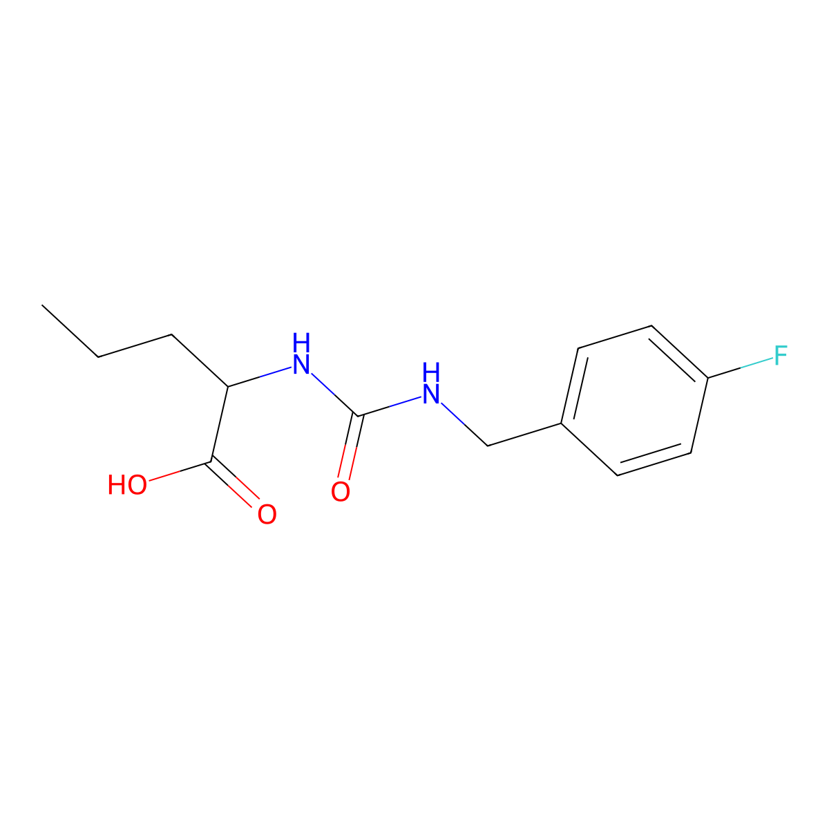2-({[(4-Fluorophenyl)methyl]carbamoyl}amino)pentanoic acid molecular structure, CAS 1396965-10-8