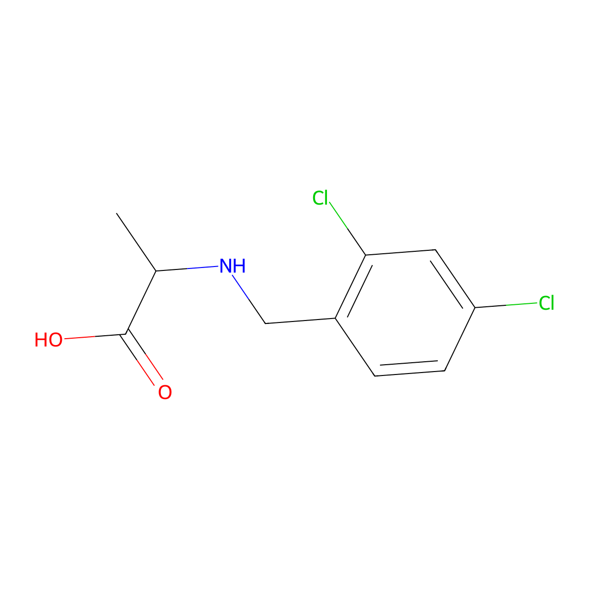 2-{[(2,4-Dichlorophenyl)methyl]amino}propanoic acid molecular structure, CAS 1396965-19-7