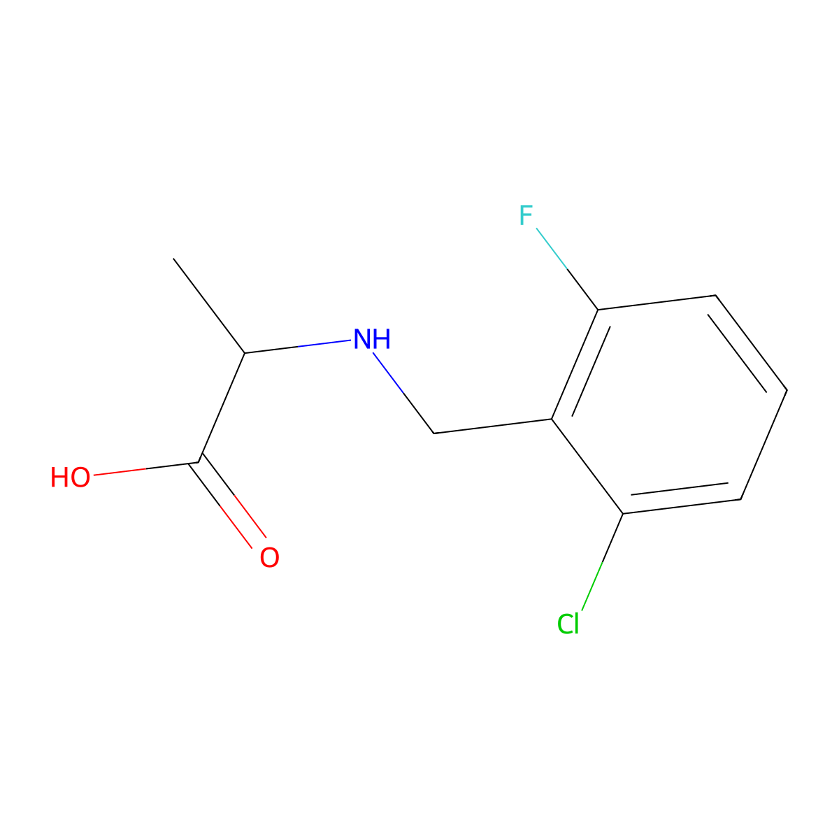 2-{[(2-Chloro-6-fluorophenyl)methyl]amino}propanoic acid molecular structure, CAS 1396965-22-2