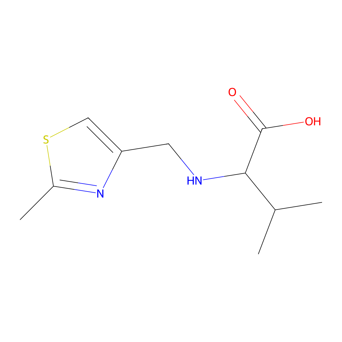 3-Methyl-2-{[(2-methyl-1,3-thiazol-4-yl)methyl]amino}butanoic acid molecular structure, CAS 1396965-25-5