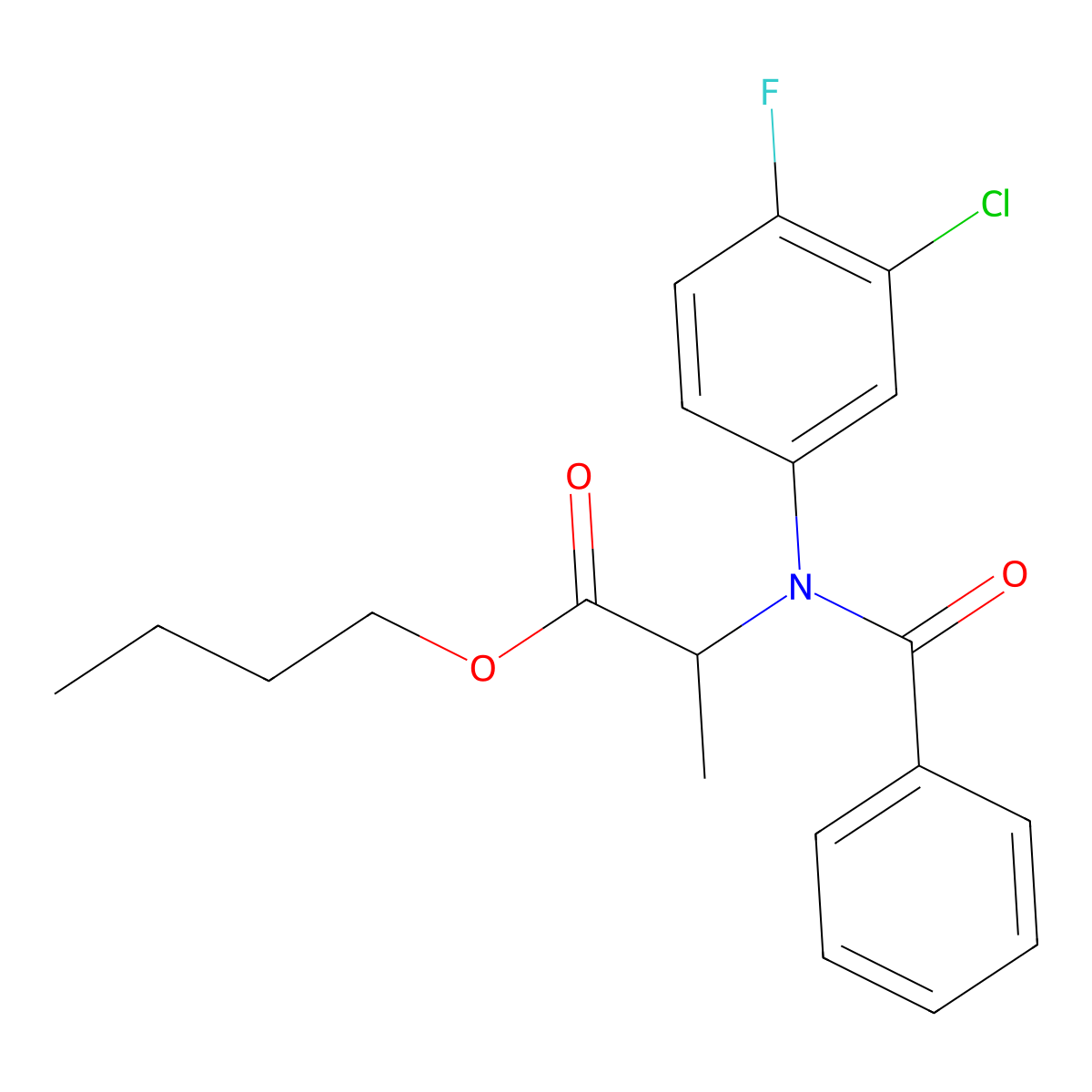 Butyl 2-(benzoyl-3-chloro-4-fluoroanilino)propanoate molecular structure, CAS 1396965-66-4