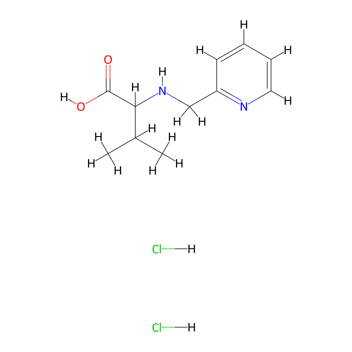 3-Methyl-2-{[(pyridin-2-yl)methyl]amino}butanoic acid dihydrochloride molecular structure, CAS 1396965-89-1