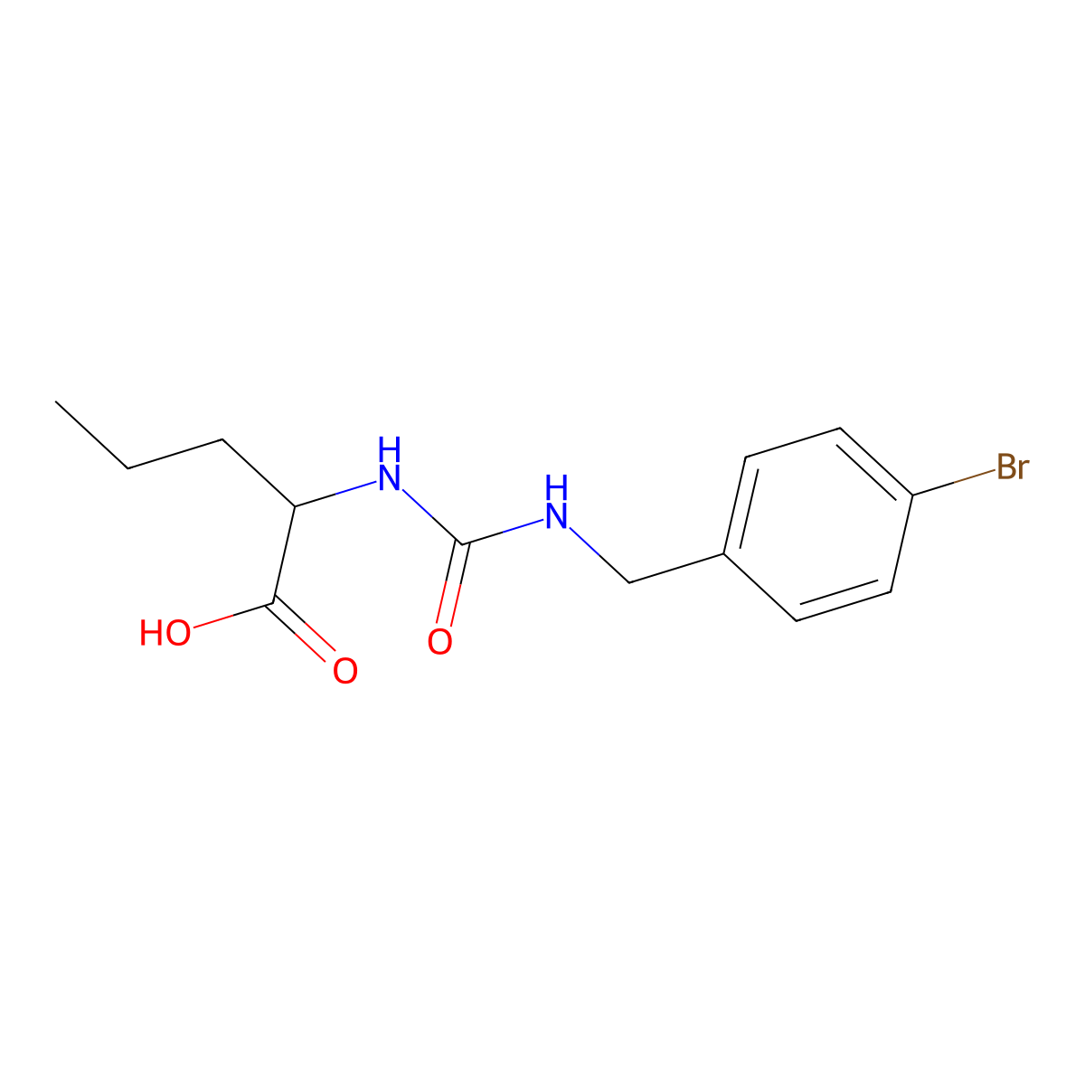 2-({[(4-Bromophenyl)methyl]carbamoyl}amino)pentanoic acid molecular structure, CAS 1396965-91-5