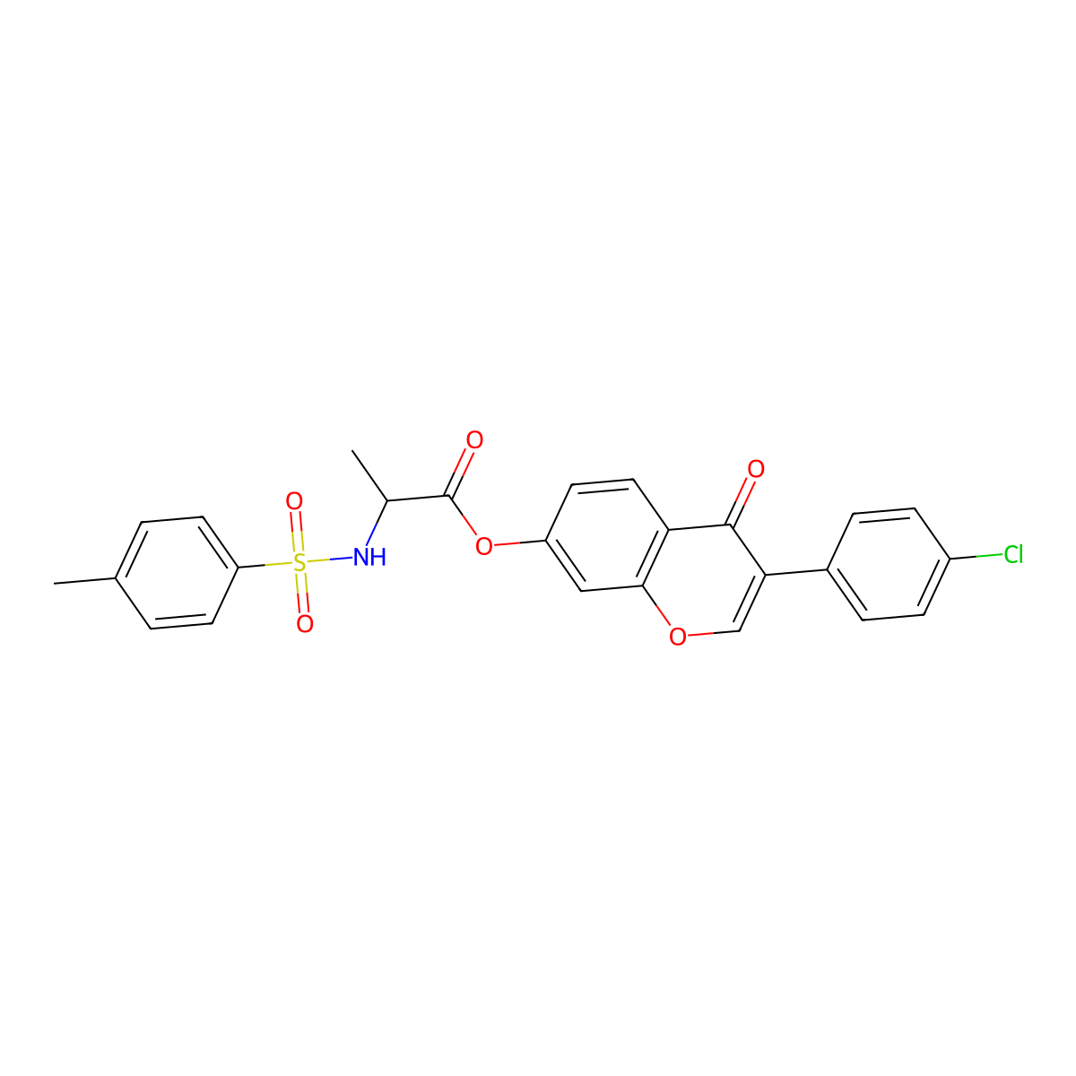 3-(4-chlorophenyl)-4-oxo-4H-chromen-7-yl 2-(4-methylphenylsulfonamido)propanoate molecular structure, CAS 1396965-94-8