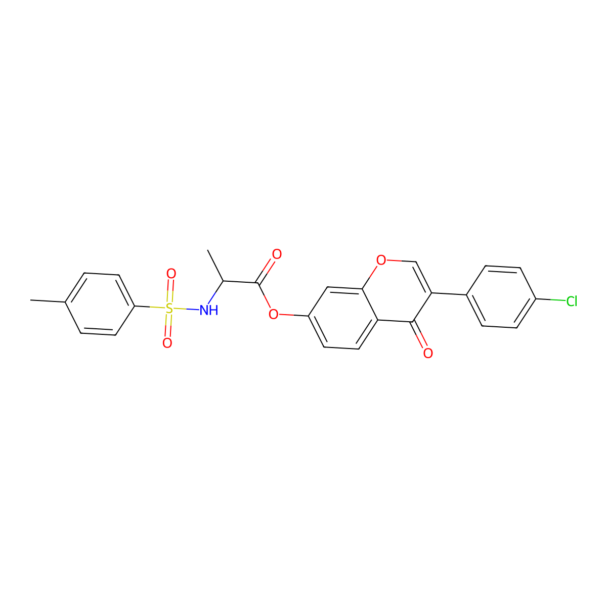 3-(4-chlorophenyl)-4-oxo-4H-chromen-7-yl 2-(4-methylphenylsulfonamido)propanoate molecular structure, CAS 1396965-94-8