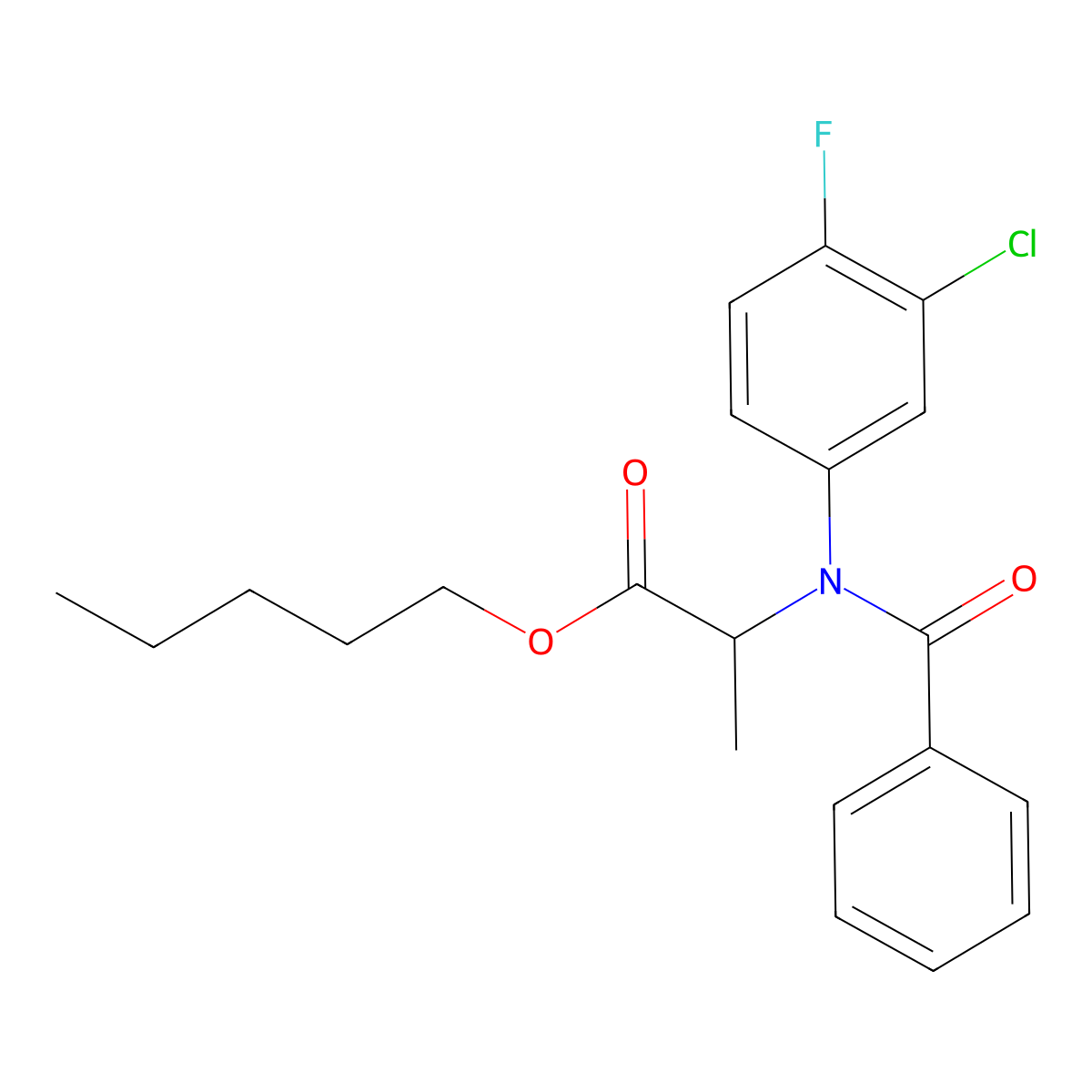 Pentyl 2-(benzoyl-3-chloro-4-fluoroanilino)propanoate molecular structure, CAS 1396966-02-1