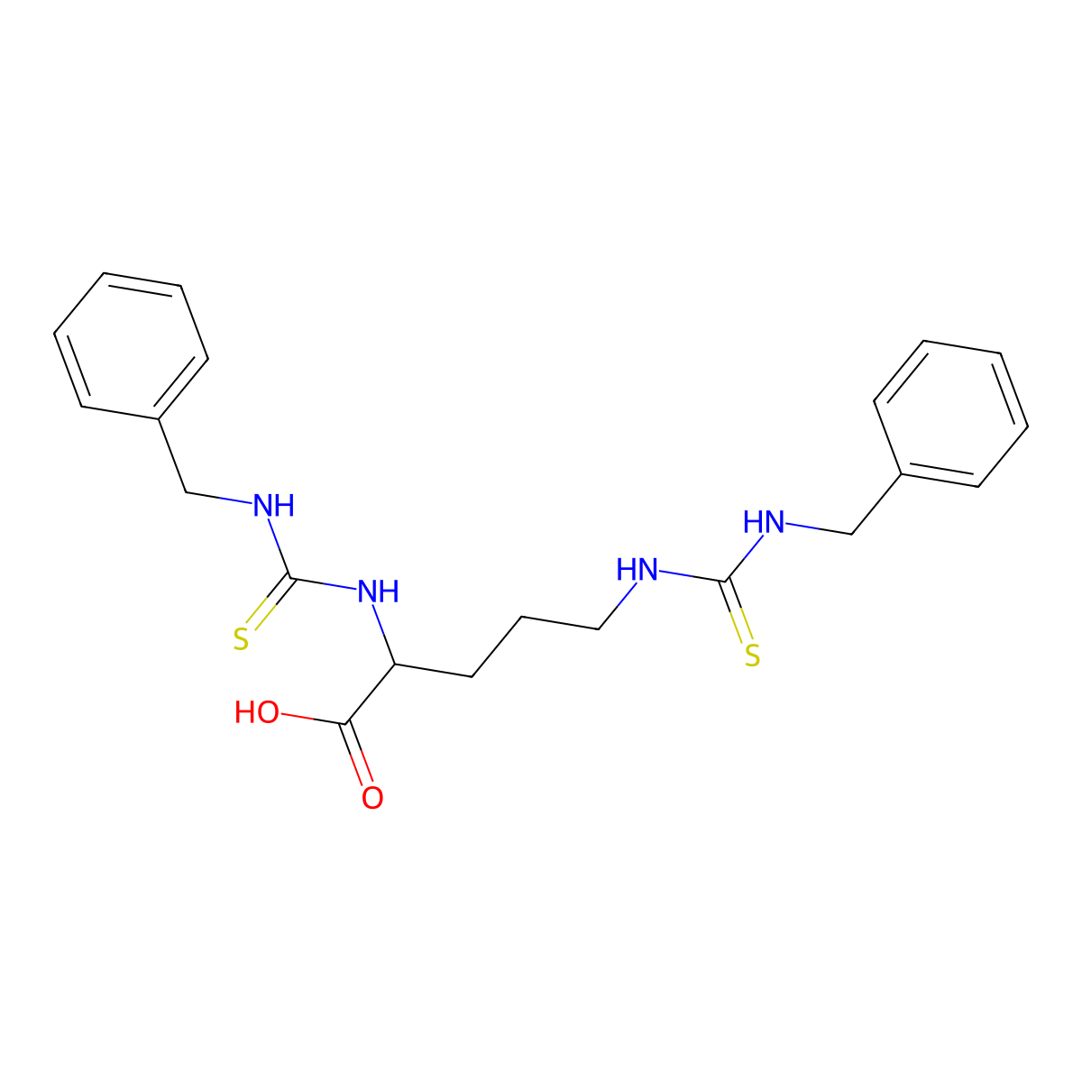 N~2~,N~5~-bis(benzylcarbamothioyl)ornithine molecular structure, CAS 1396966-03-2