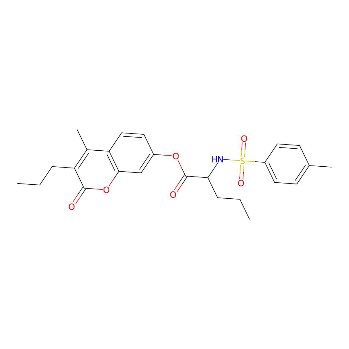 4-methyl-2-oxo-3-propyl-2H-chromen-7-yl N-[(4-methylphenyl)sulfonyl]norvalinate molecular structure, CAS 1396966-13-4