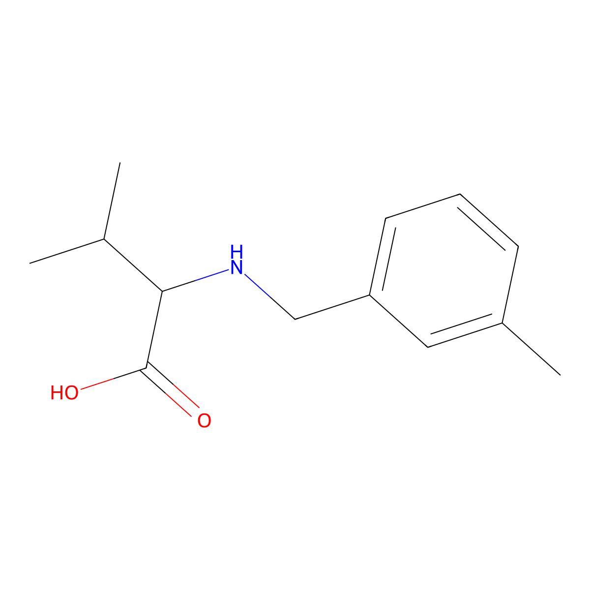 3-Methyl-2-{[(3-methylphenyl)methyl]amino}butanoic acid molecular structure, CAS 1396966-17-8
