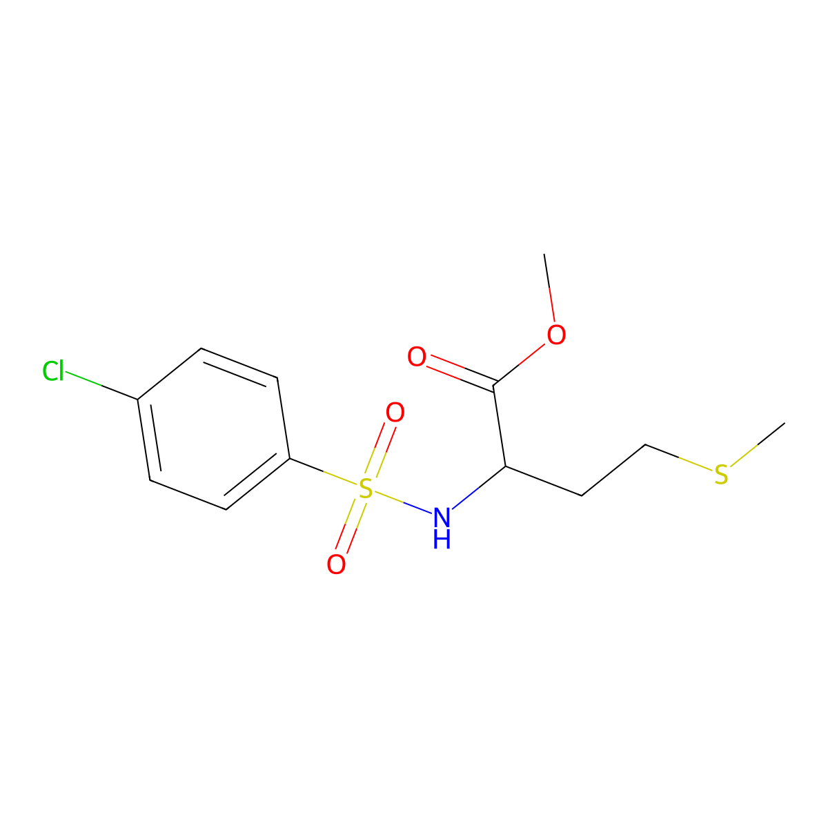 Methyl 2-{[(4-chlorophenyl)sulfonyl]amino}-4-(methylsulfanyl)butanoate molecular structure, CAS 1396966-21-4