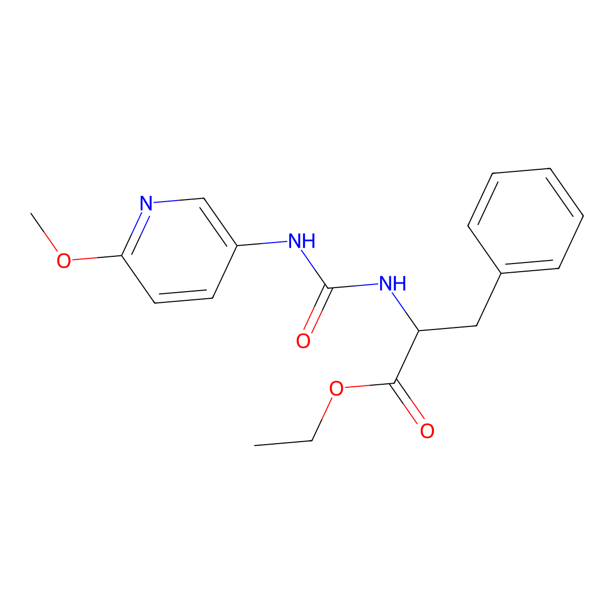 Ethyl 2-(((6-methoxy(3-pyridyl))amino)carbonylamino)-3-phenylpropanoate molecular structure, CAS 1396966-25-8