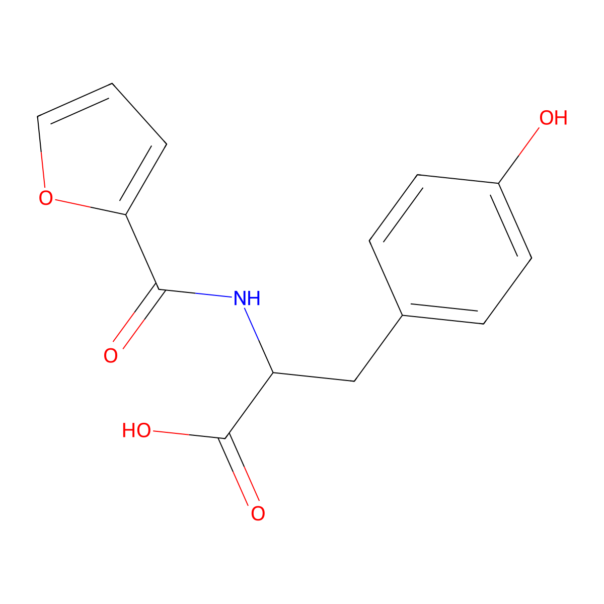 2-(Furan-2-carboxamido)-3-(4-hydroxyphenyl)propanoic acid molecular structure, CAS 1396966-28-1