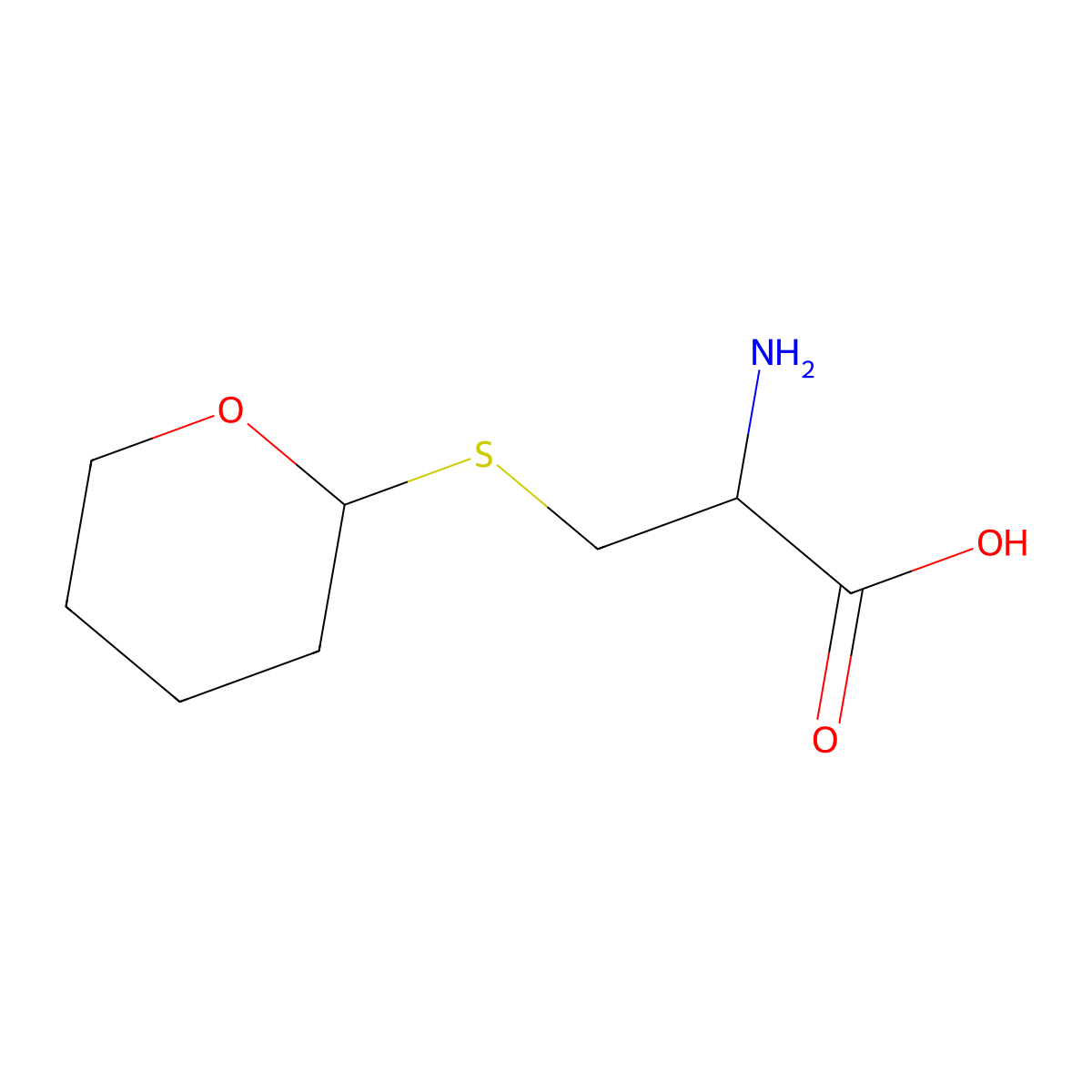2-Amino-3-(tetrahydro-pyran-2-ylsulfanyl)-propionic acid molecular structure, CAS 1396966-83-8