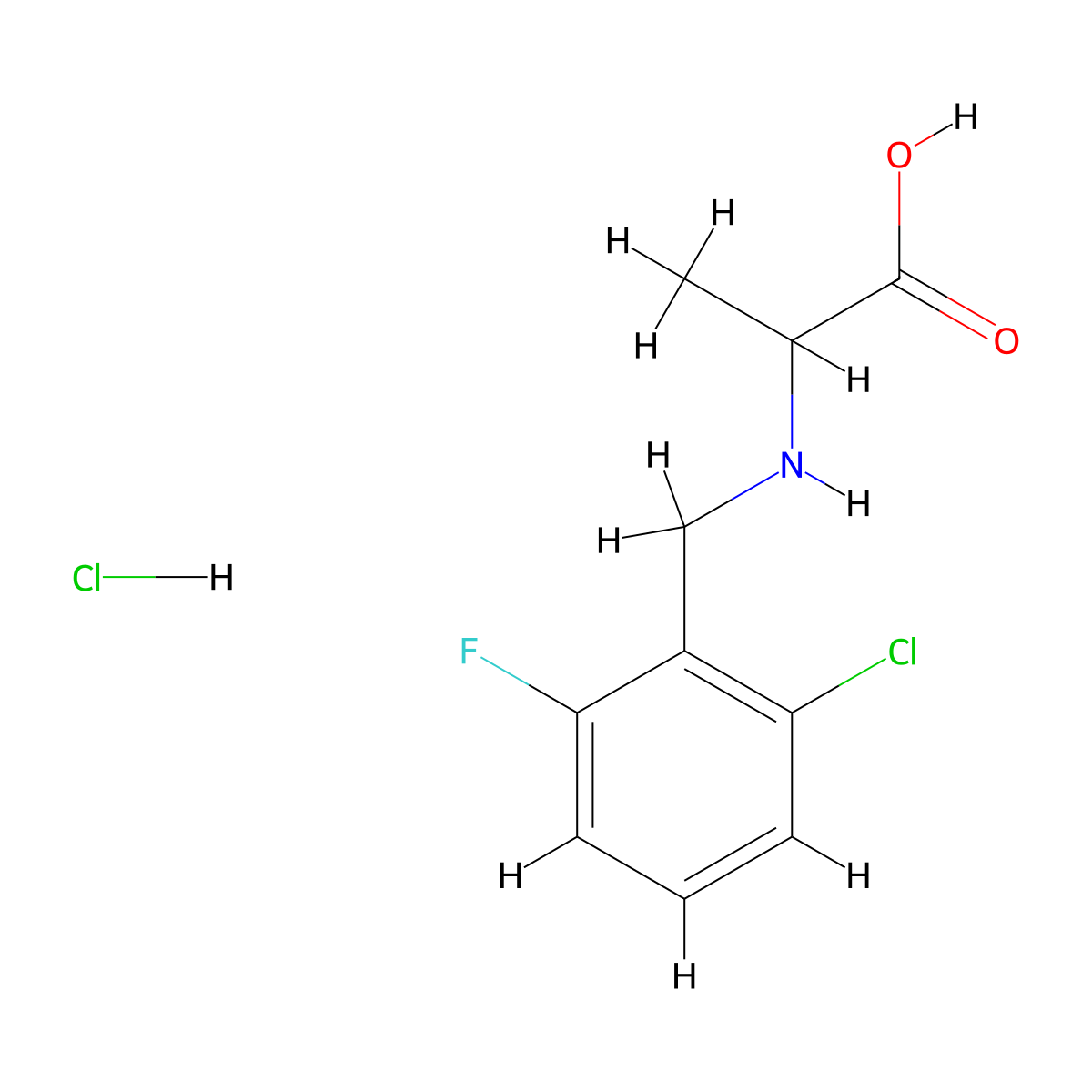 2-{[(2-Chloro-6-fluorophenyl)methyl]amino}propanoic acid hydrochloride molecular structure, CAS 1396966-88-3