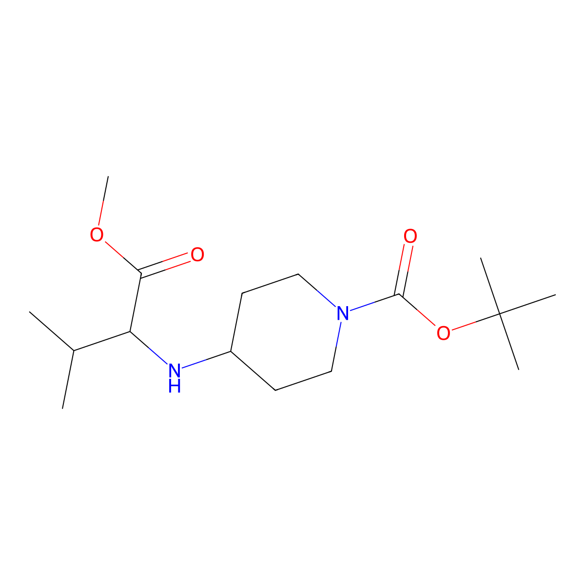 Tert-butyl 4-[(1-methoxy-3-methyl-1-oxobutan-2-yl)amino]piperidine-1-carboxylate molecular structure, CAS 1396966-89-4