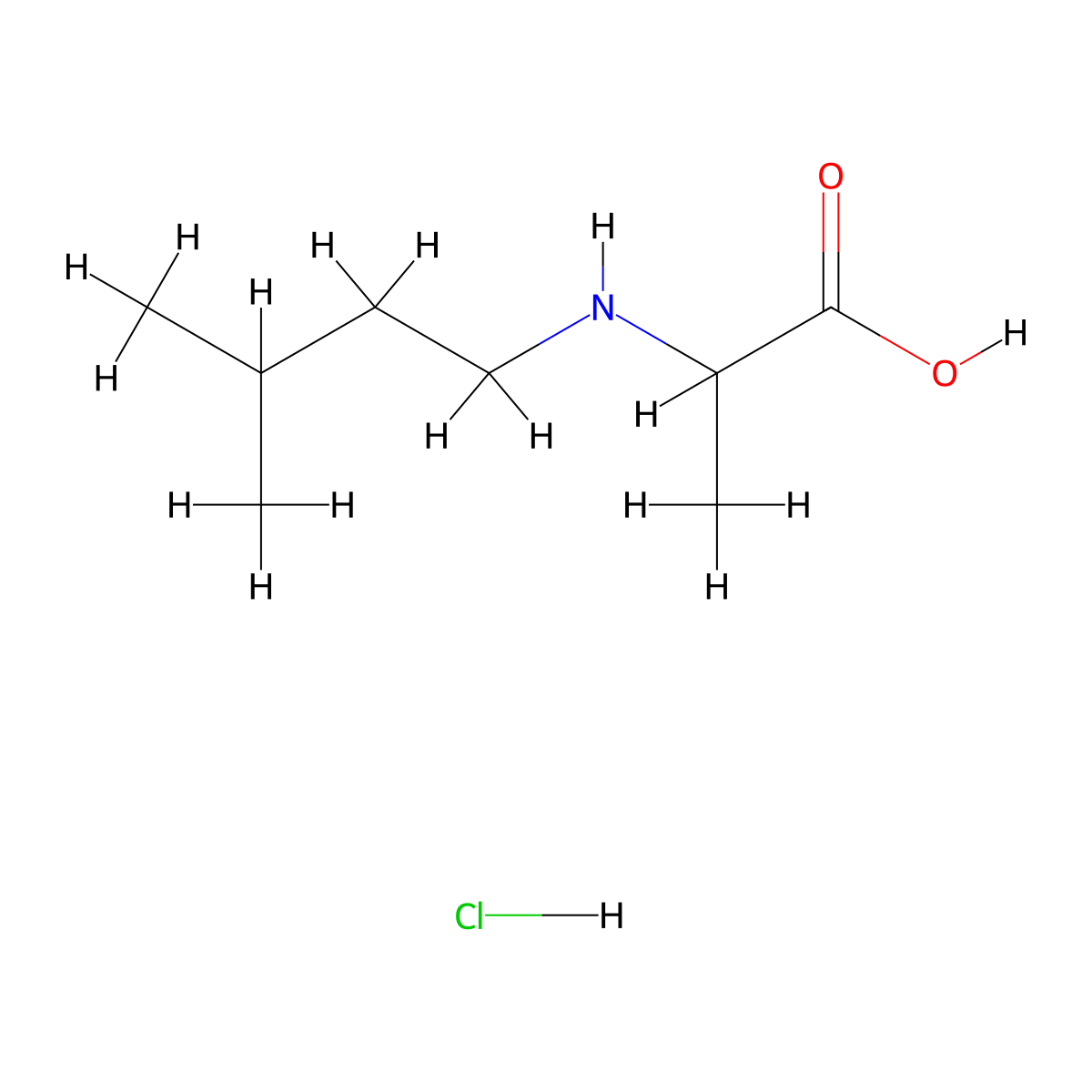 2-[(3-Methylbutyl)amino]propanoic acid hydrochloride molecular structure, CAS 1396967-02-4