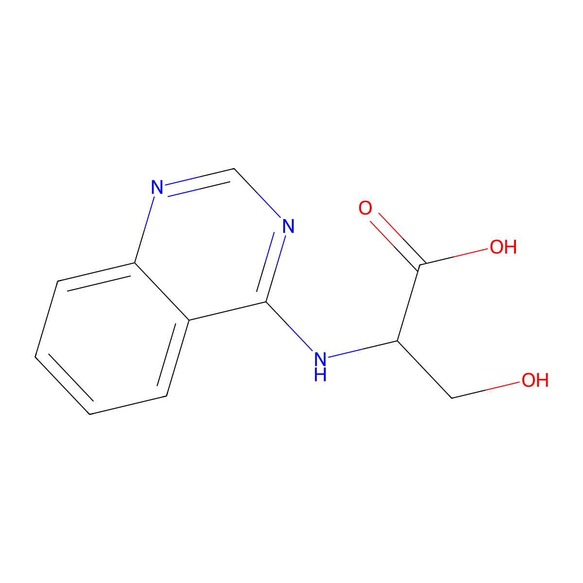 3-Hydroxy-2-(quinazolin-4-ylamino)propanoic acid molecular structure, CAS 1396967-11-5